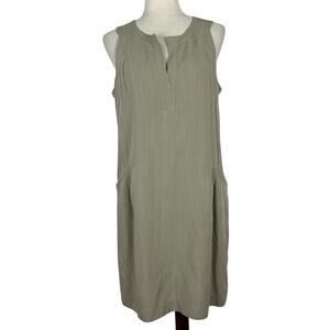 NAU Dress Women Size 8 Khaki Tan Utility Sleeveless Mini Linen Lyocell Modern